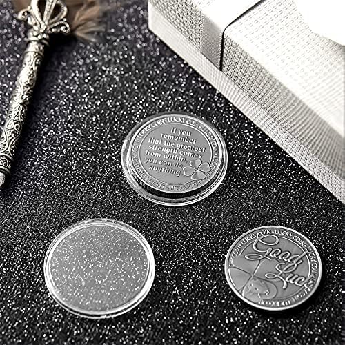 Hicarer silver lucky charm coin displayed on a desk surface