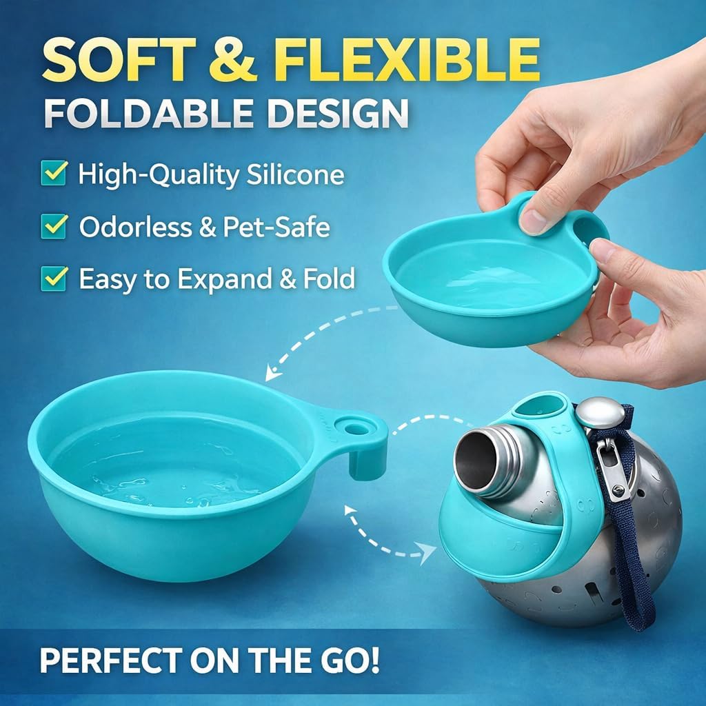 Petnf leak proof dog water dispenser being tilted to fill the drinking bowl.