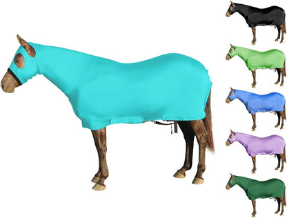 Paris Tack Derby Originals full head and body lycra horse sheet front view on a horse