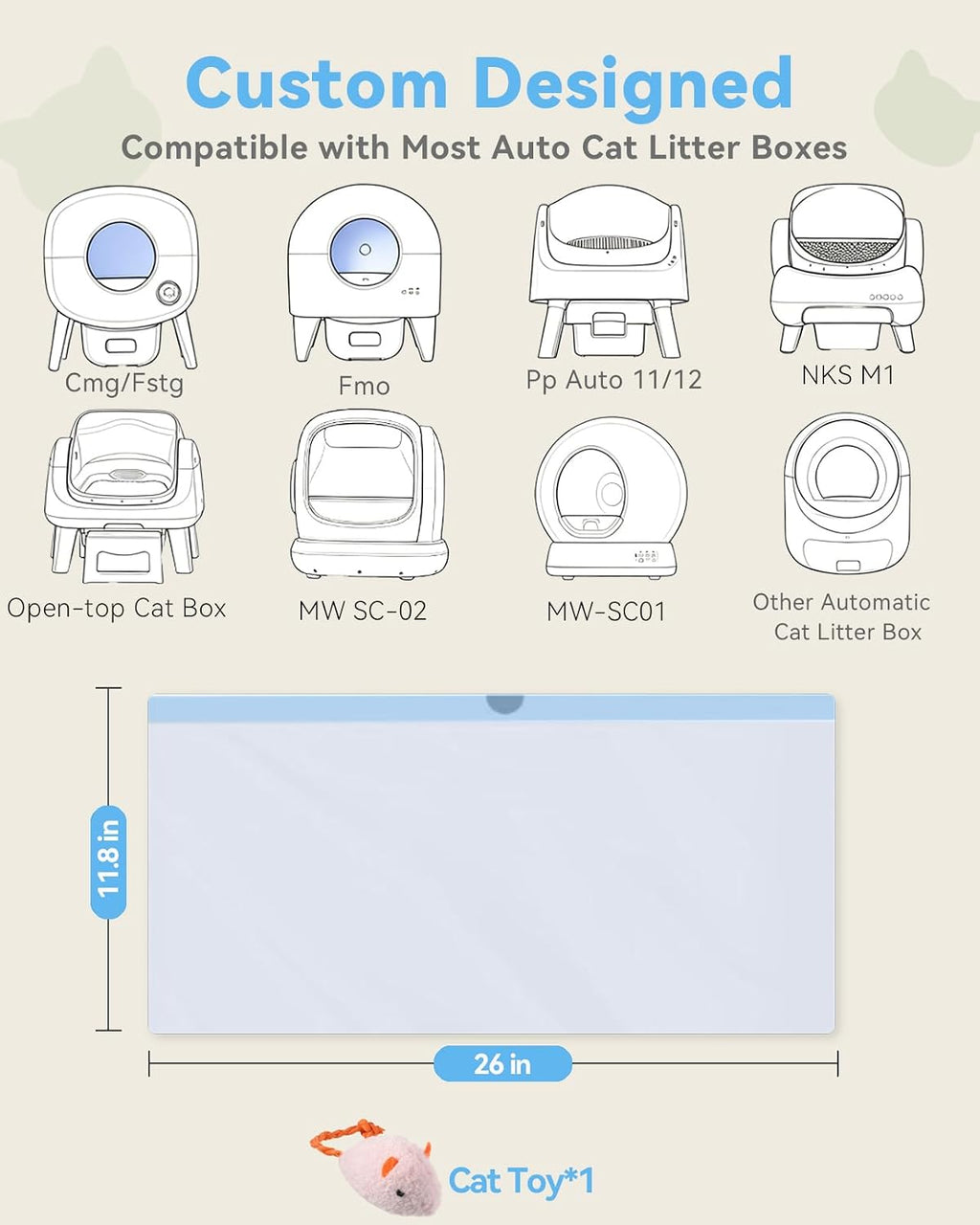 Large capacity twelve gallon smart cat litter box drawer bags