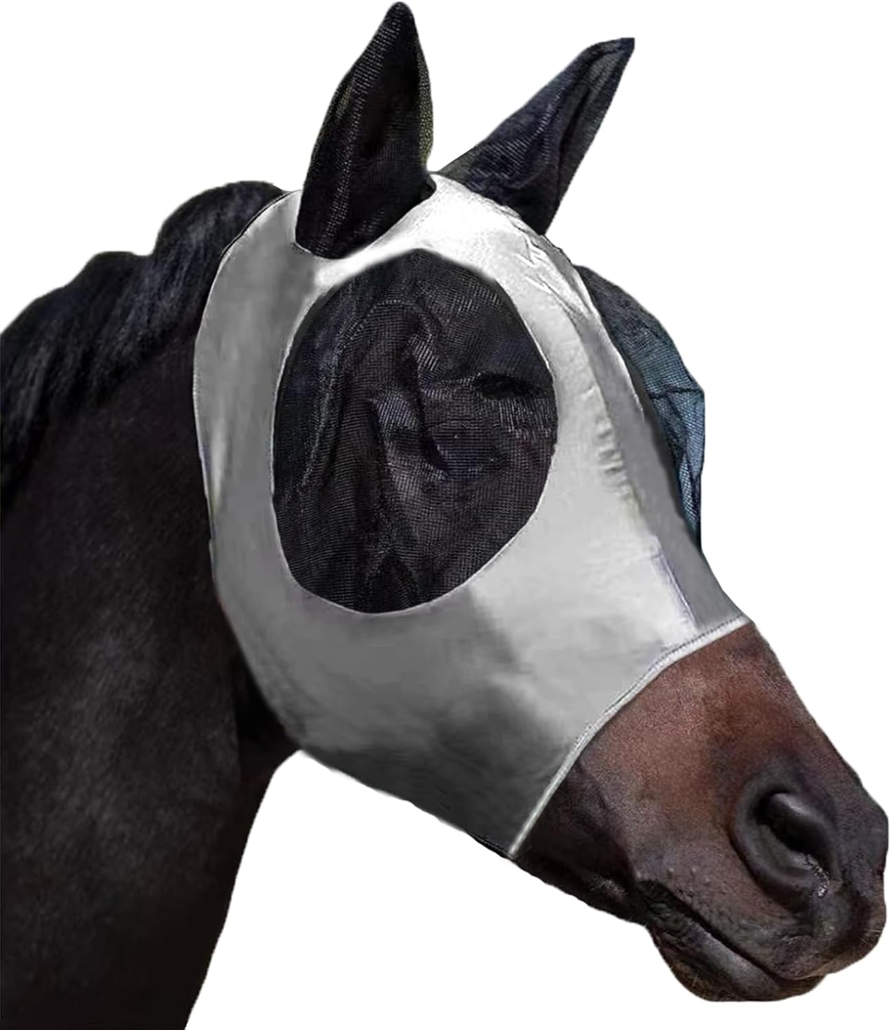 Horse Fly Mask with Ears, Comfortable Fit Stretch Fabric with UV Protection Soft on Skin Breathability for Small/Medium Size Horses (Blue) - Image 10