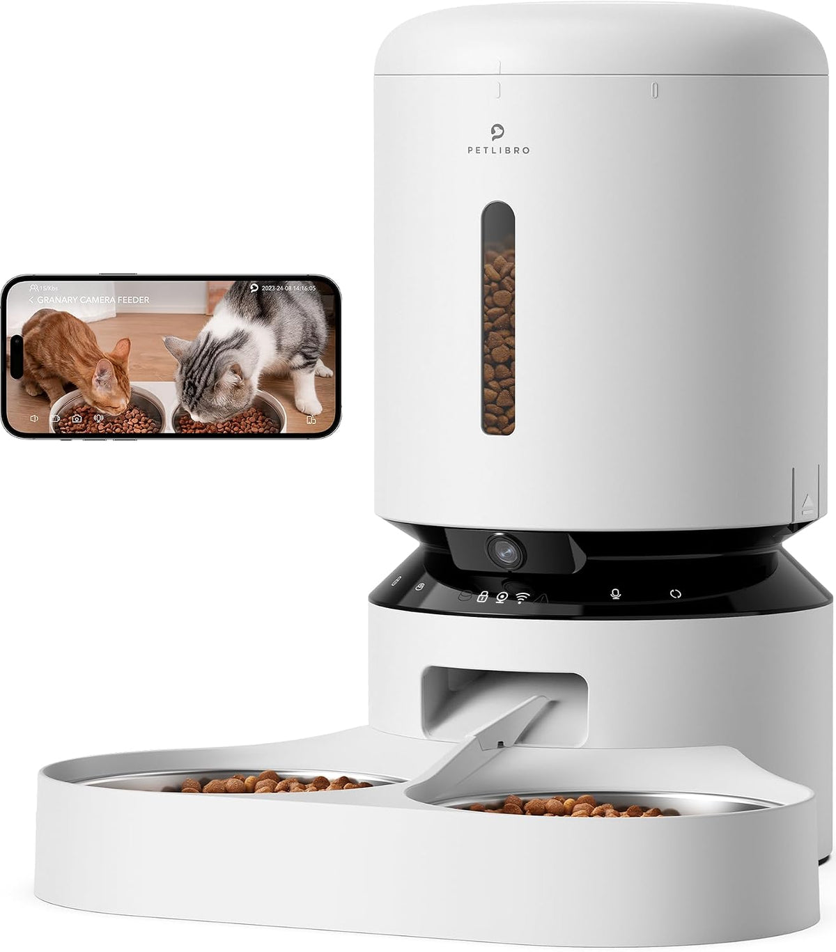 PETLIBRO Automatic Cat Feeder for 2 Cats, 5G&2.4G WiFi Pet Feeders, 5L Programmable Cat Food Dispenser with Airtight Lock-Fresh Technology, Dual Stainless Steel Bowls, Low Food Sensor - Image 14
