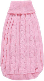 Bwealthest classic cable knit cat and dog apparel in a bright pink color option.