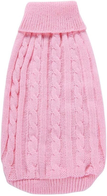 Bwealthest classic cable knit cat and dog apparel in a bright pink color option.
