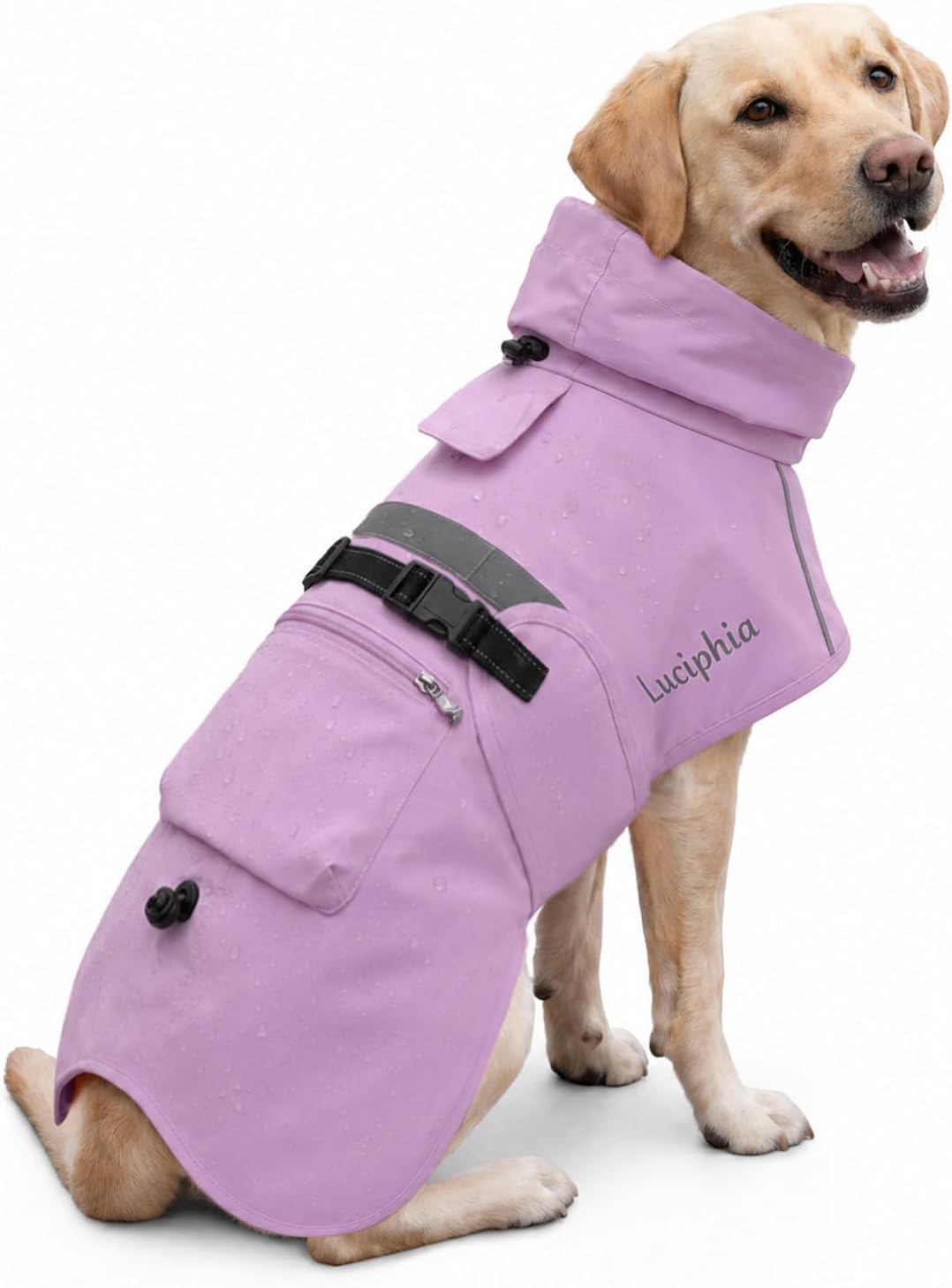 Luciphia Dog Raincoat Adjustable Hooded Reflective Rain Jacket with Pocket for Small Medium Large Extra Large Dogs Yellow XX-Large - Image 13