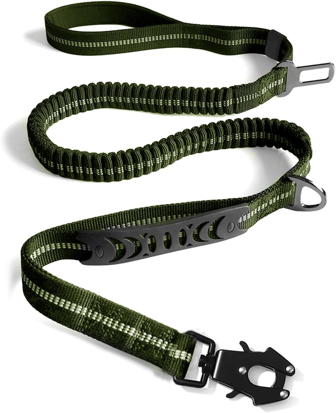 Heavy Duty Tactical Dog Leash, 4-6FT Shock Absorbing Tactical Leash with 2 Padded Handles, Metal Carabiner Clip,Car Seatbelt, Reflective Heavy Duty Leashes for Medium Large Dogs (Brown) - Image 10
