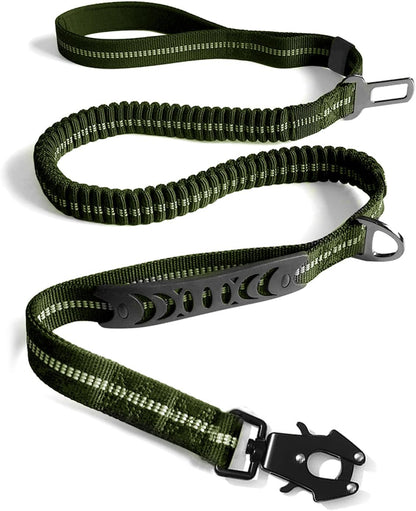 Heavy Duty Tactical Dog Leash, 4-6FT Shock Absorbing Tactical Leash with 2 Padded Handles, Metal Carabiner Clip,Car Seatbelt, Reflective Heavy Duty Leashes for Medium Large Dogs (Brown) - Image 10
