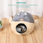 Rear view of Lcybem pufferfish cat house design