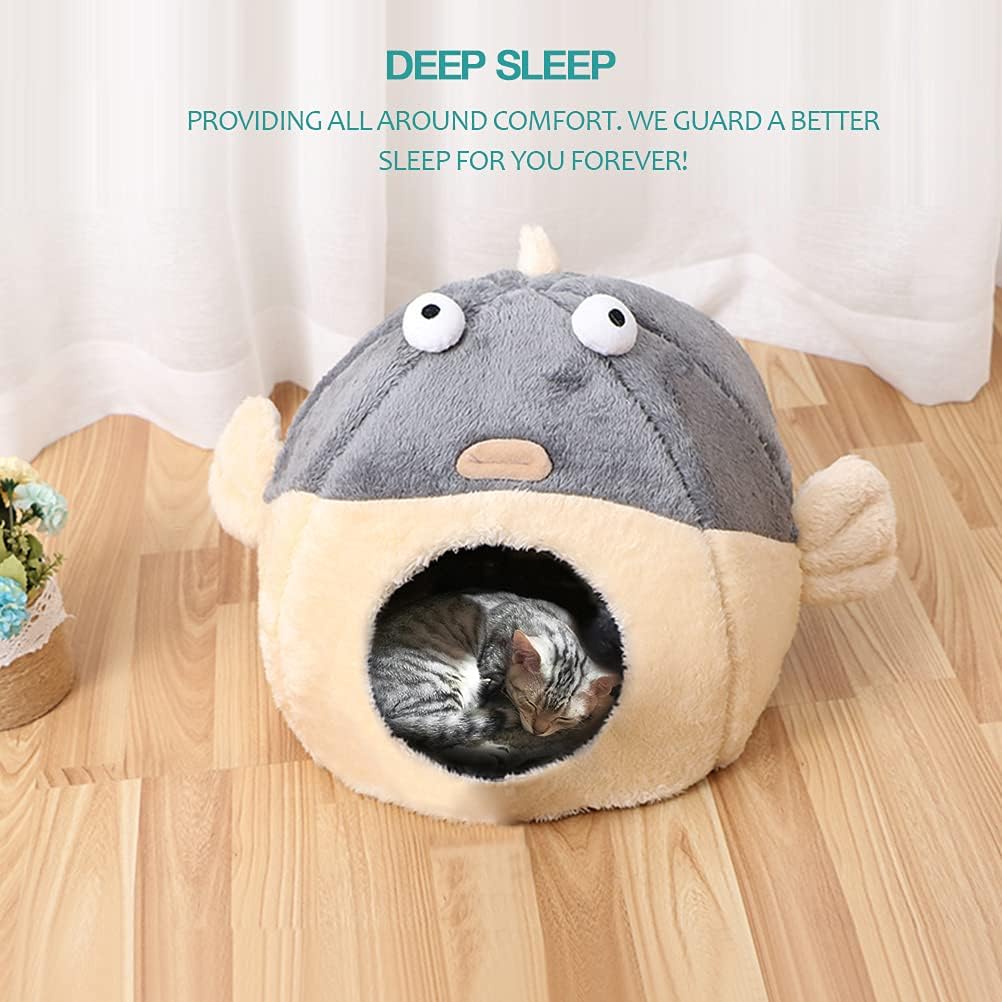 Rear view of Lcybem pufferfish cat house design