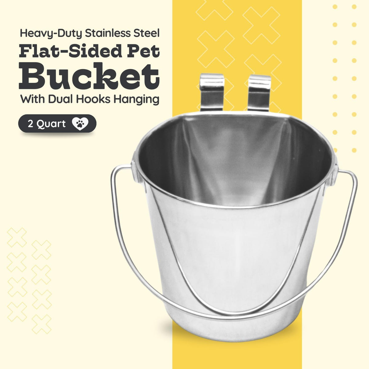 Side profile of Aaspire Pets hanging pet bucket showing flat back