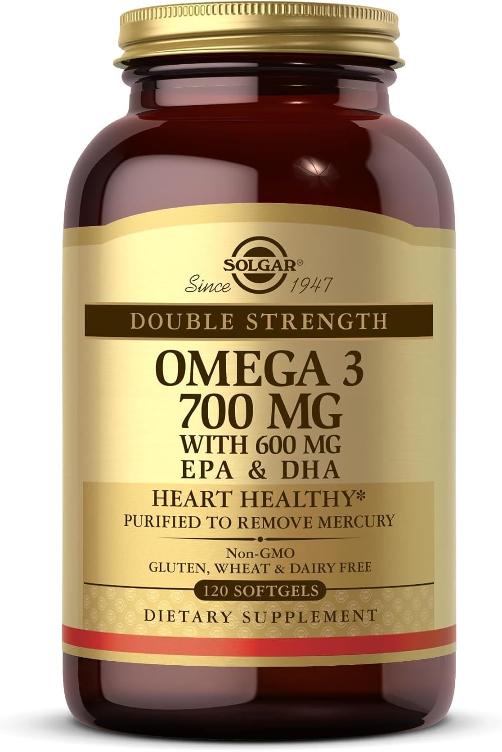 Solgar Omega 3 Fish Oil Concentrate 240 Softgels safety seal and batch code label view.