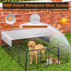 Adjustable securing straps and buckles on dog enclosure canopy