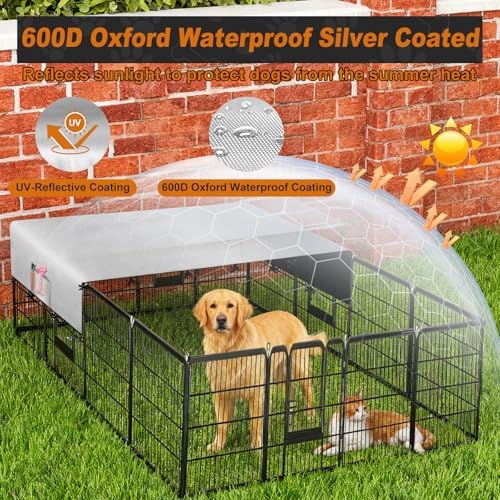 Adjustable securing straps and buckles on dog enclosure canopy