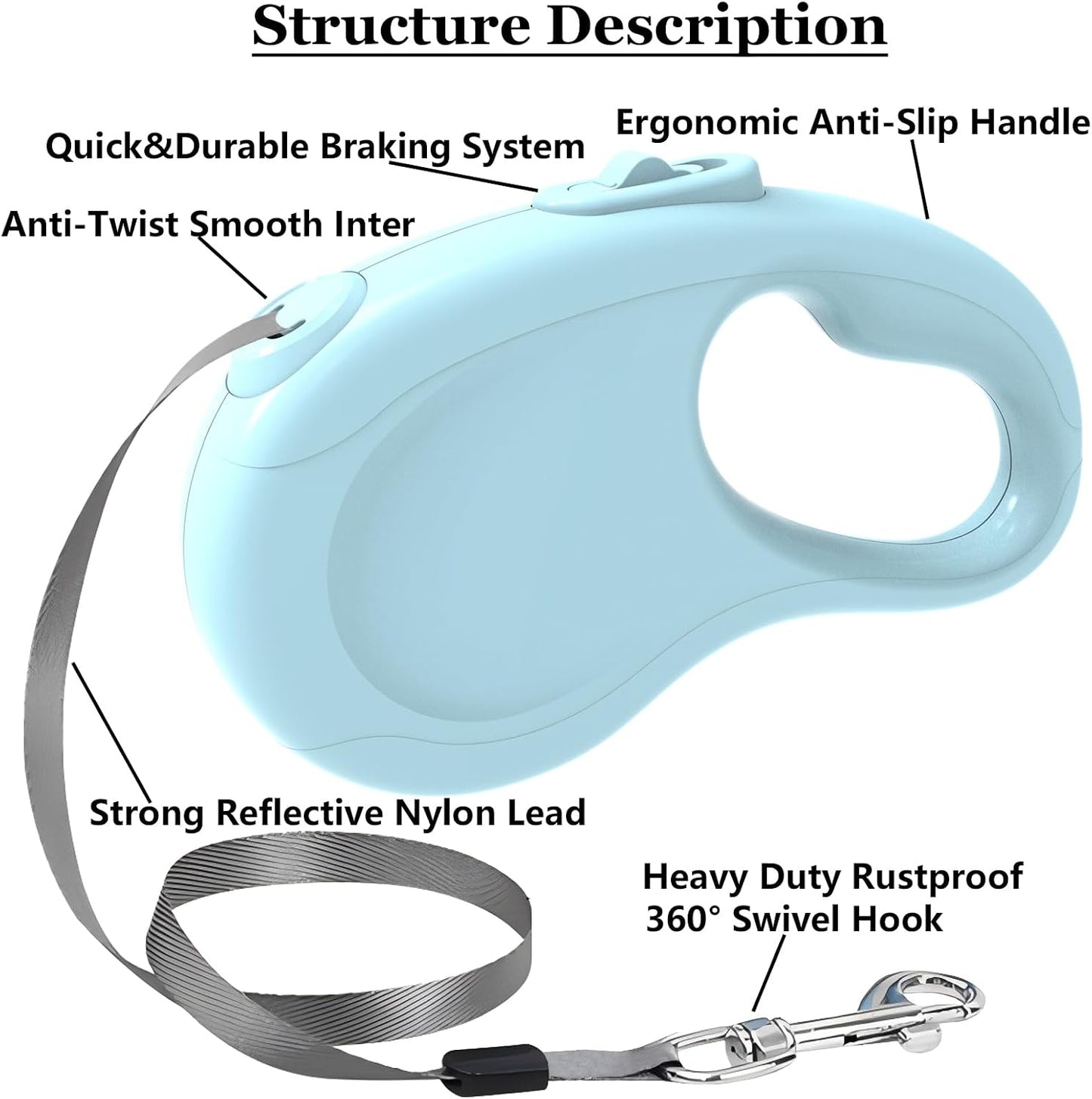 Lusosh 16ft nylon tape retractable leash extended