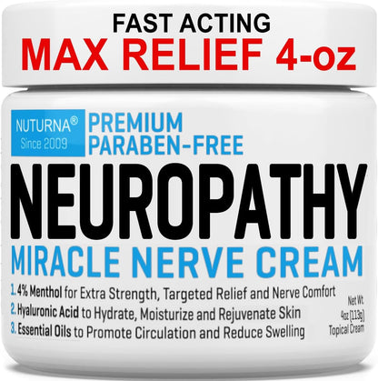 Nuturna Neuropathy Nerve Relief Cream front view 4 ounce jar