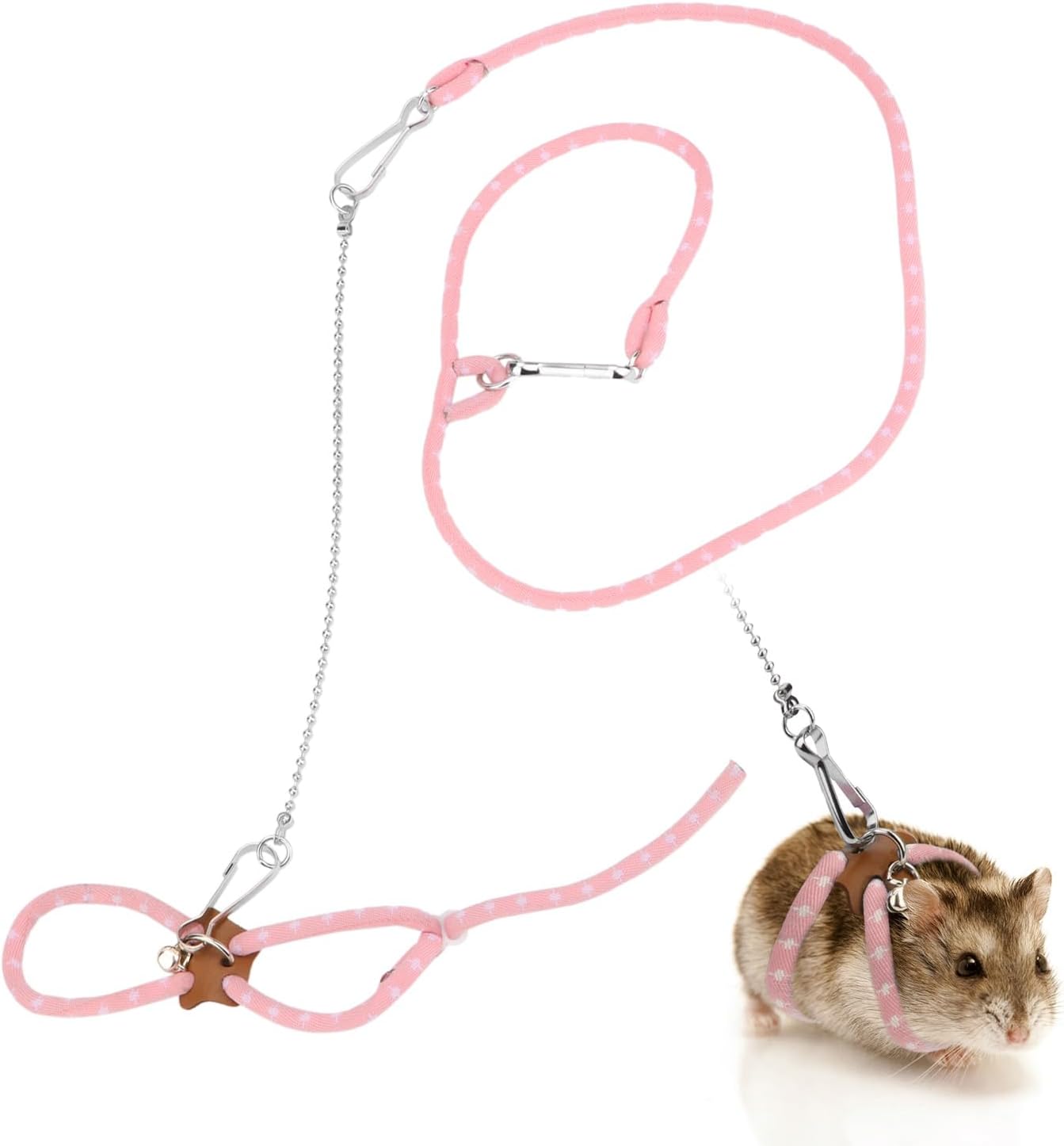 Hypeety Syrian Hamster Adjustable Training Lead Leash Nylon for Syrian Hamster Rat Gerbil Pet Cage Playhouse Leashes Band Finder Collar Bell (Blue) - Image 9
