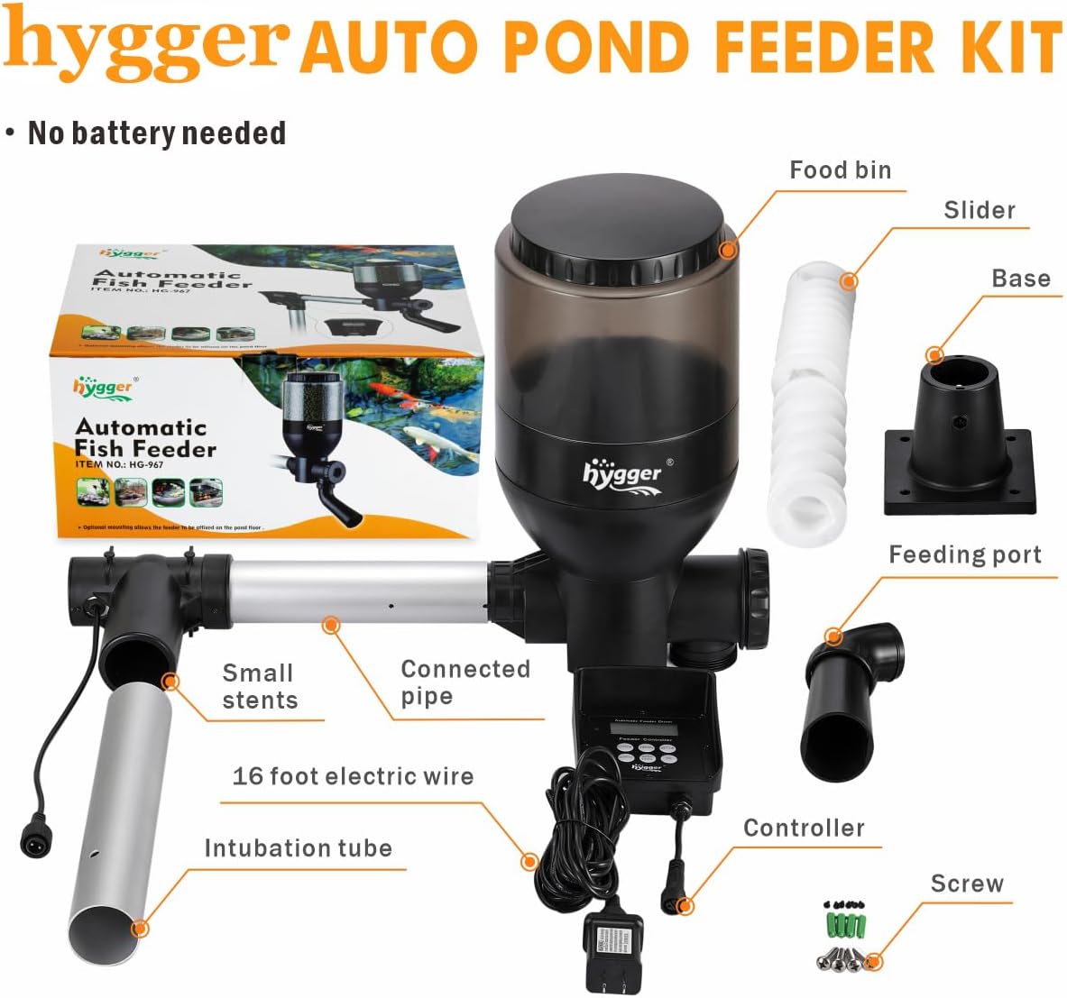 Hygger automatic fish feeder custom feeding sliders and portion control components