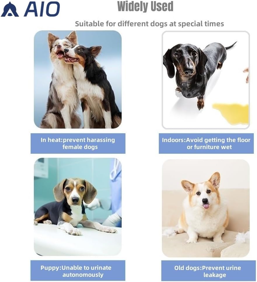 AIO premium male dog wraps laid out flat showing the removable absorbent nappy button placement