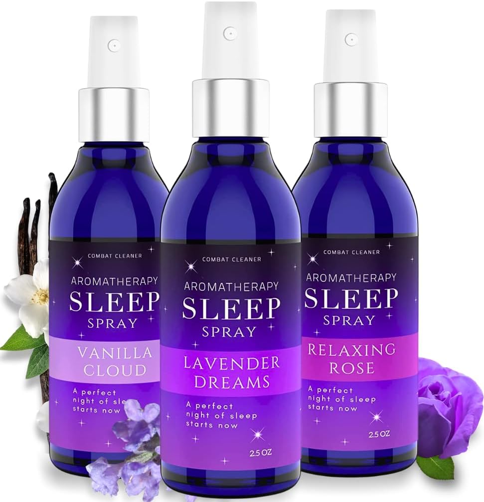 Combat Cleaner Pillow Sleep Spray Mist three pack front view aromatherapy sleep aid.