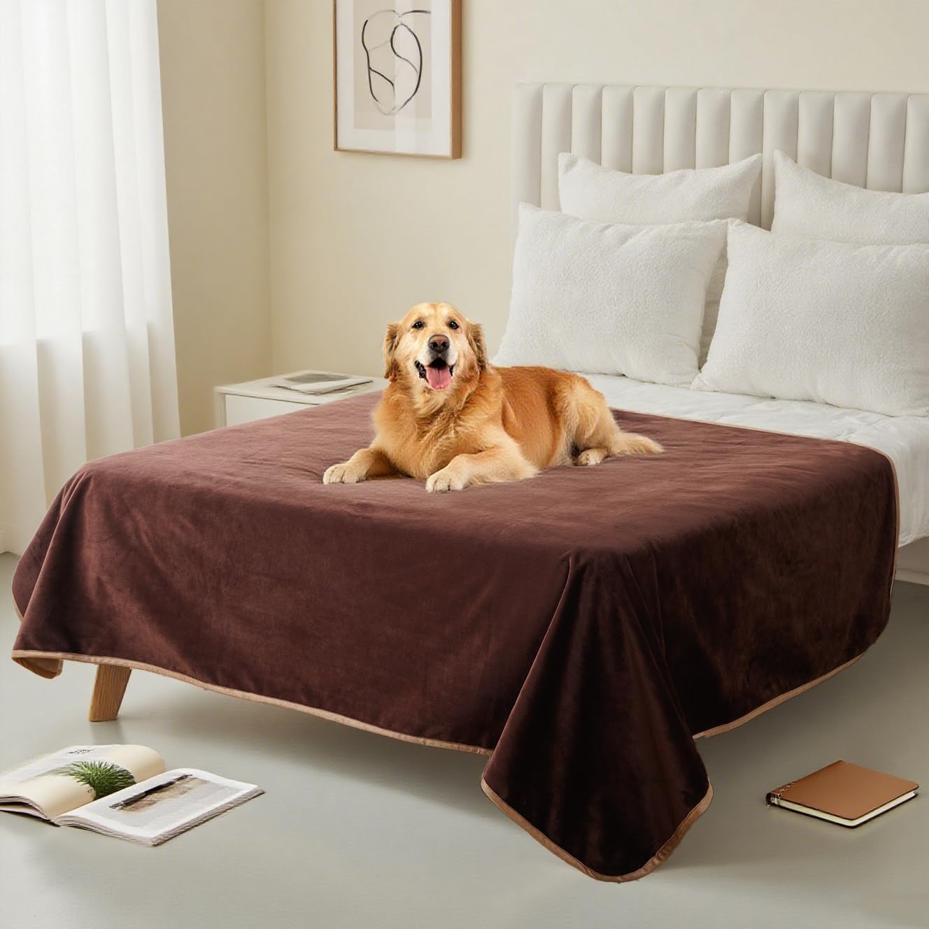 Waterproof Dog Blankets Pet Blanket 50"x60", Soft Fluffy Sofa Car Bed Protector, Reversible Sherpa Fleece Dog Blanket for Large Dogs(Dark Grey-Paws) - Image 10