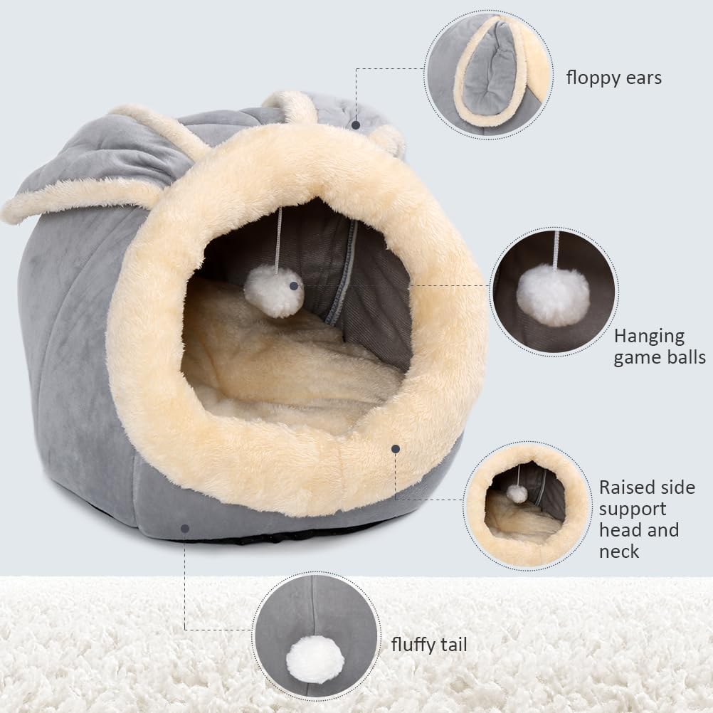 Removable cotton pad inside the rabbit cat bed