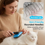 Emily Pets double sided comb side profile showing blue rubber grip