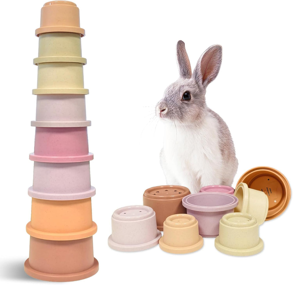 Rainbow assortment of Starfa Lab small animal cups ready for cage enrichment.