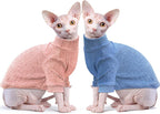 Idepet Sphynx Hairless Cats Sweater Shirt Kitten Soft Puppy Clothes Pullover Cute Cat Pajamas Jumpsuit Cotton Apparel Pet Winter Turtleneck for Cats and Teacup Chihuahua Small Dogs(Pink,XS) - Image 12