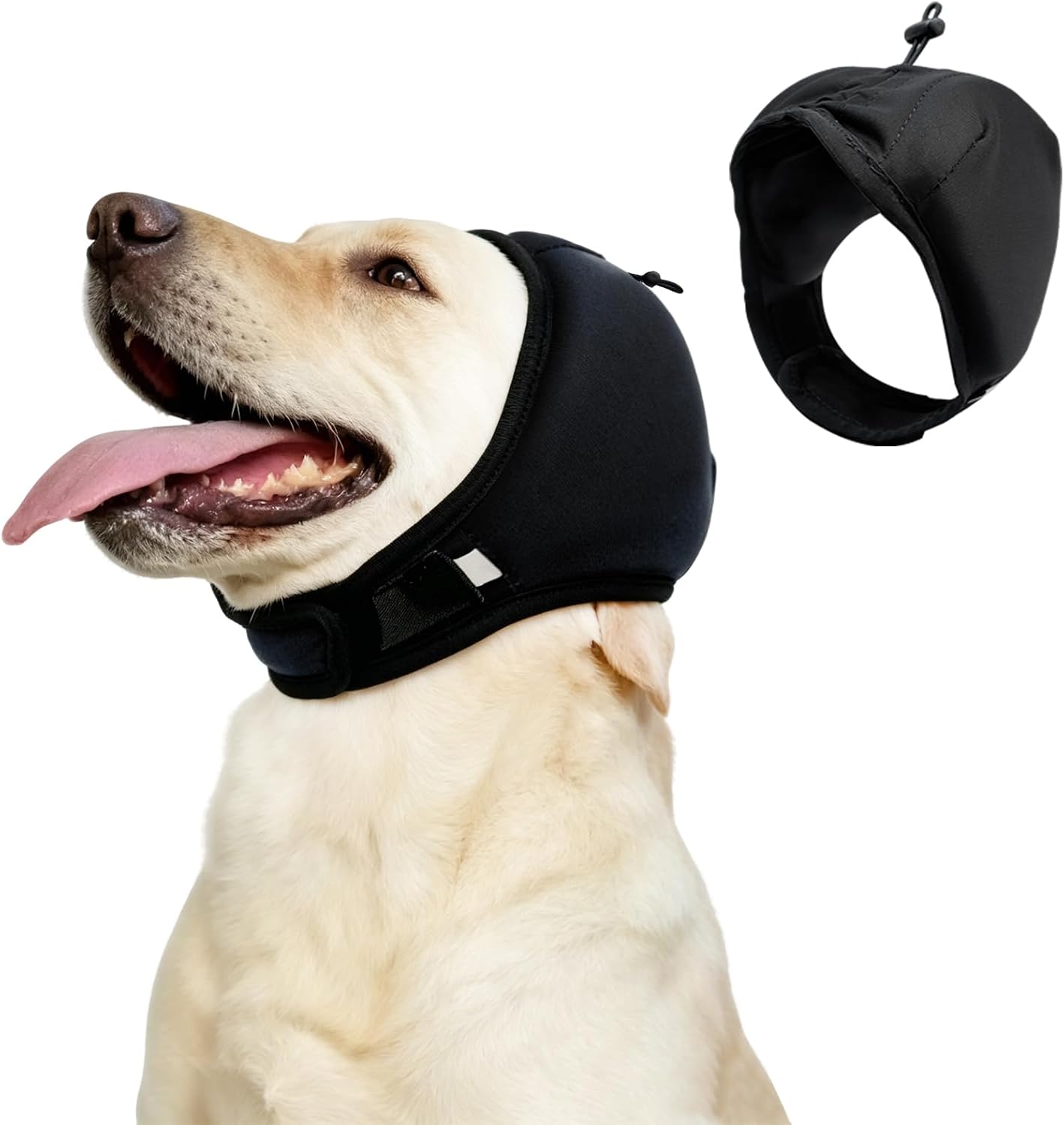 LIANZIMAU 2CM Noise Reduction Padding Dog Ear Muffs Noise Protection Comfort Calming Hoodie for Fireworks Anxiety Adjustable Dog Ear Covers for Grooming with Elastic Eye Strap Polyester - Image 9