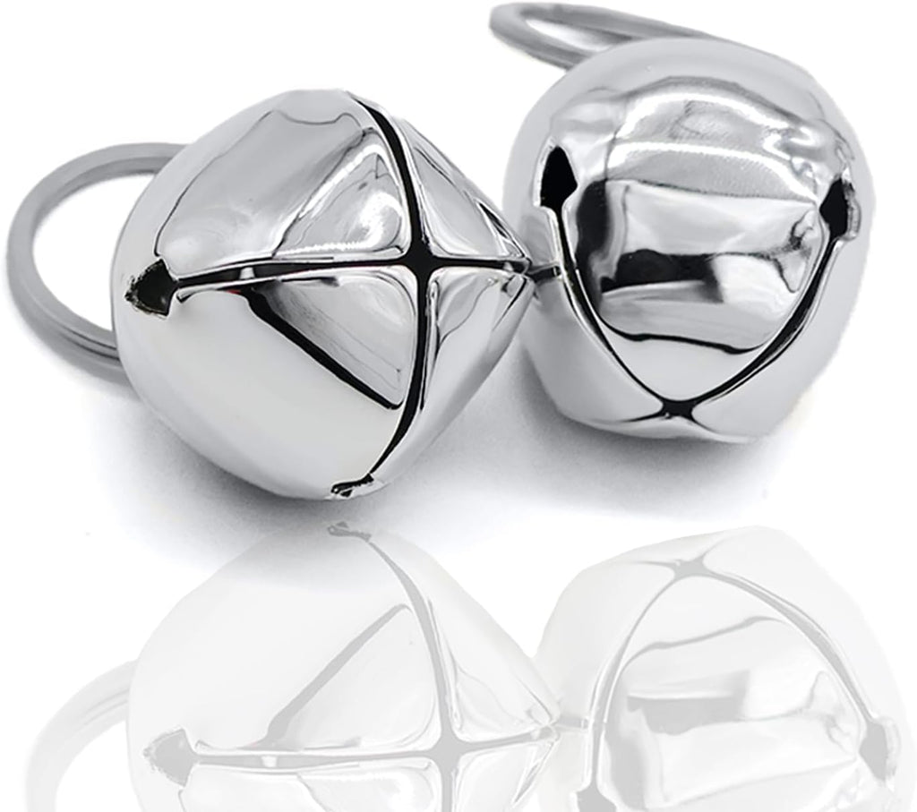 Ivia Pet Large Dog Bells silver metal front view