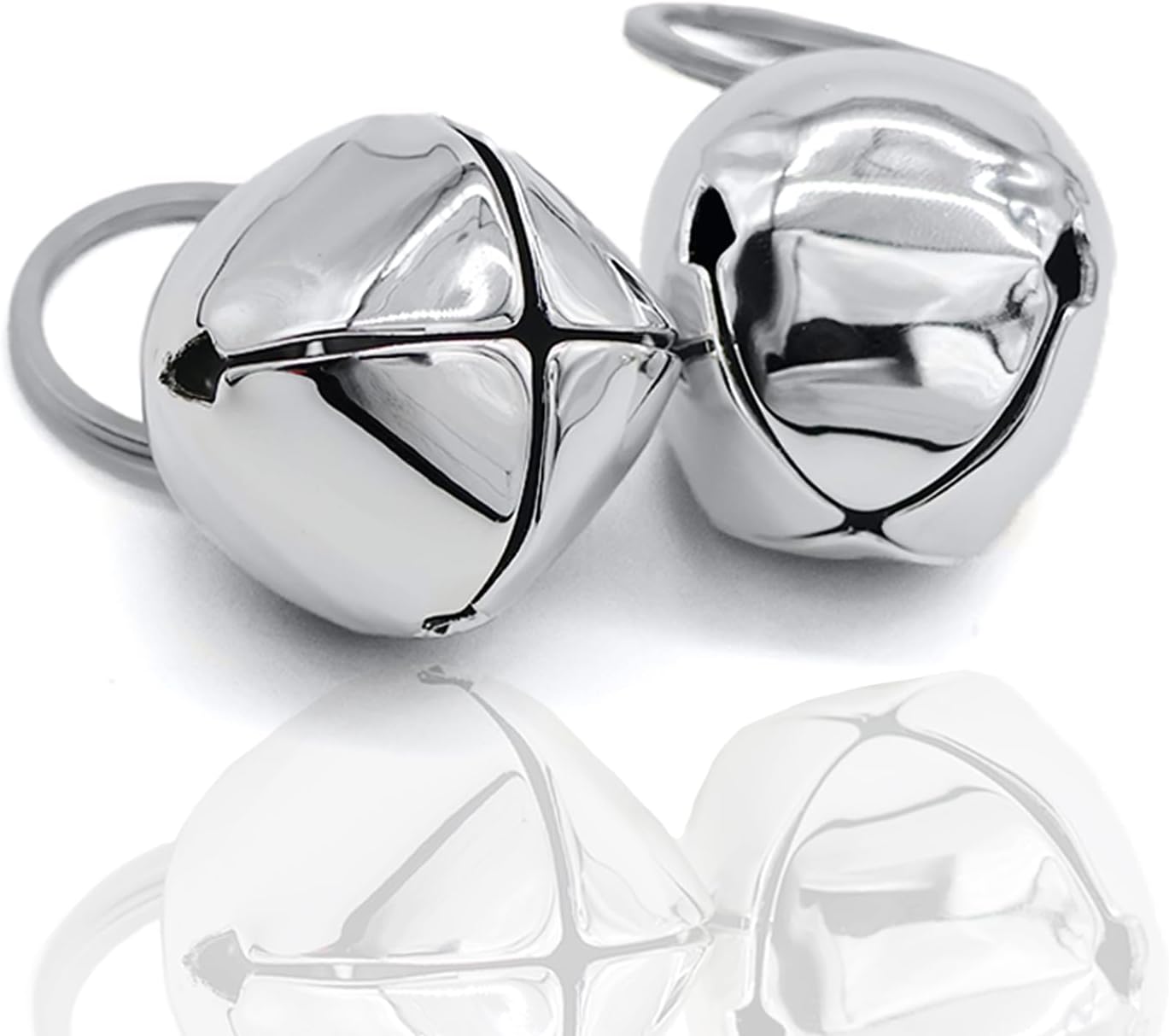 Ivia Pet Large Dog Bells silver metal front view