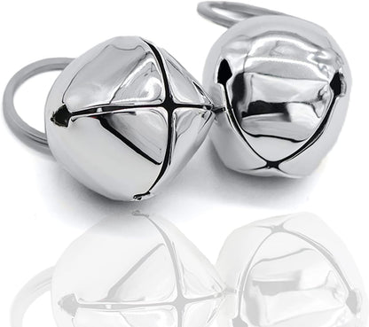 Ivia Pet Large Dog Bells silver metal front view