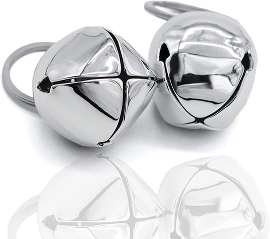 Ivia Pet Large Dog Bells silver metal front view