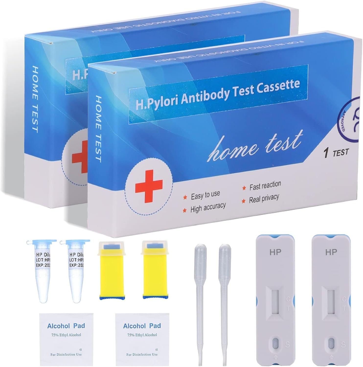 Evuioas H Pylori rapid home test kit box front view for stomach bacteria screening