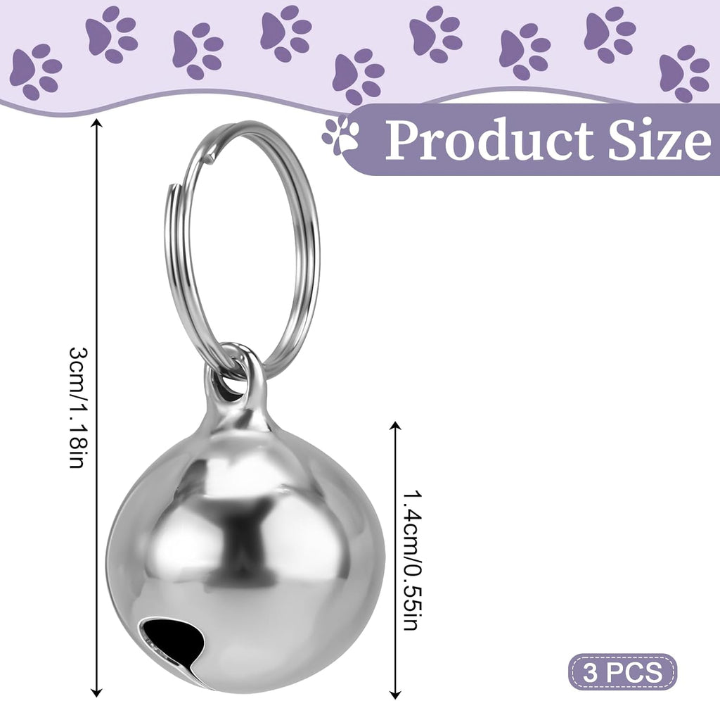 Close up view of the removable pet bell charm attachment ring mechanism