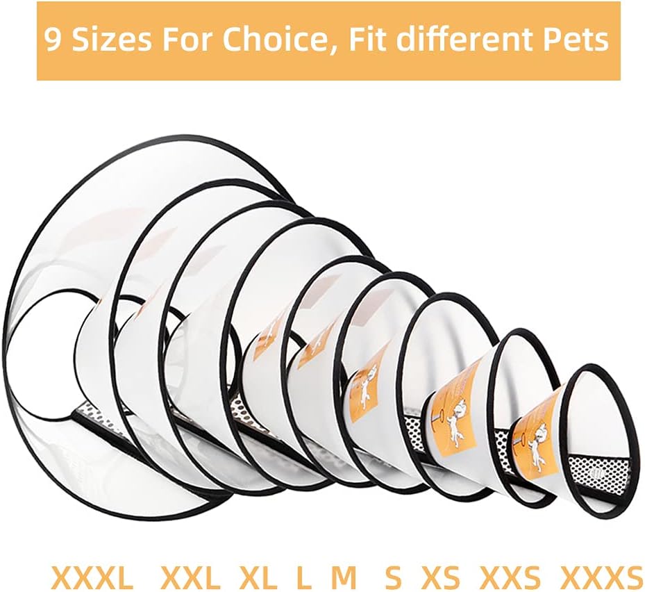Adjustable Elizabethan e-collar with soft cotton flannel trim and secure closure.