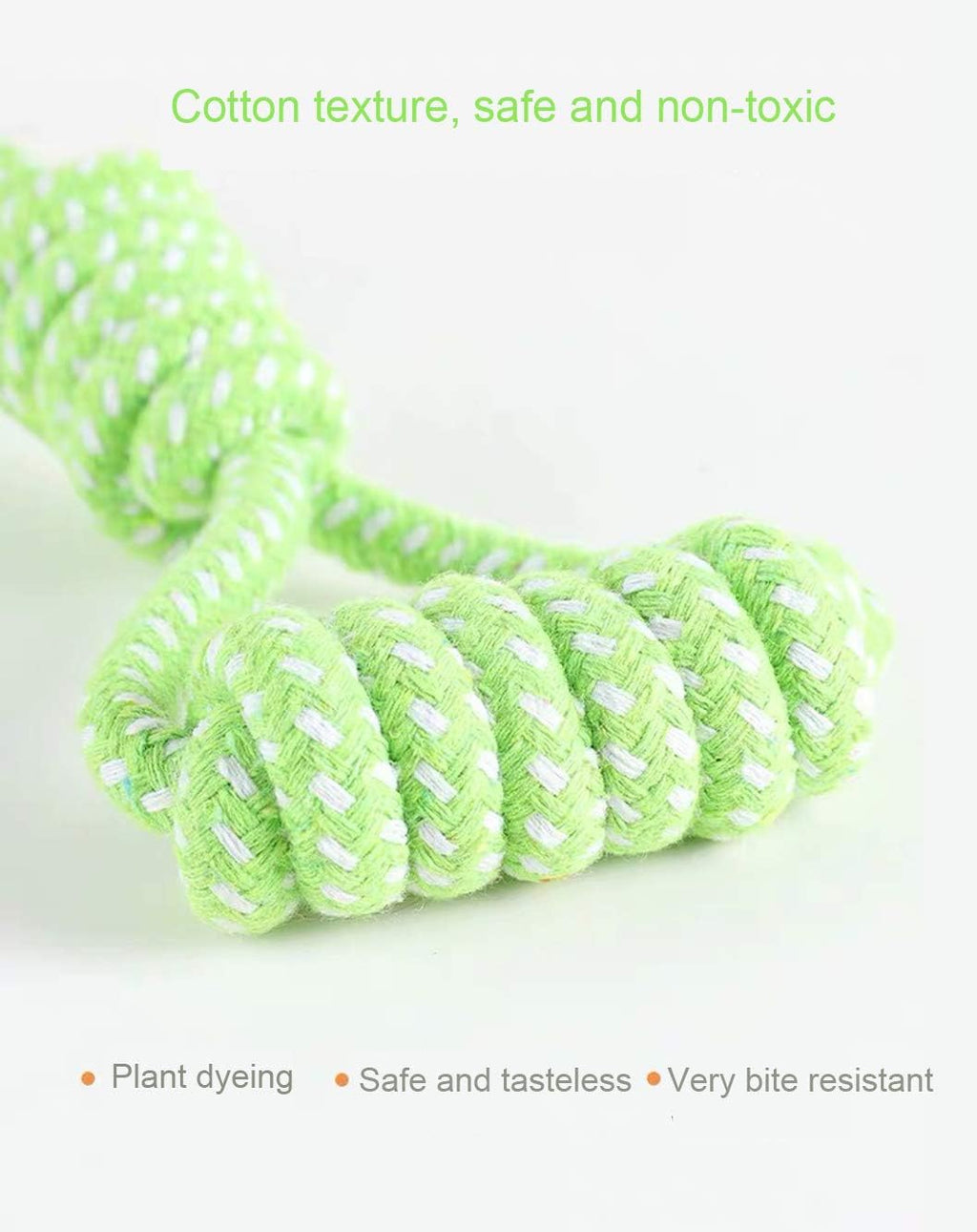 The durable knotted handle of the Sunglow cotton rope toy showcasing the grip for tug-of-war games.