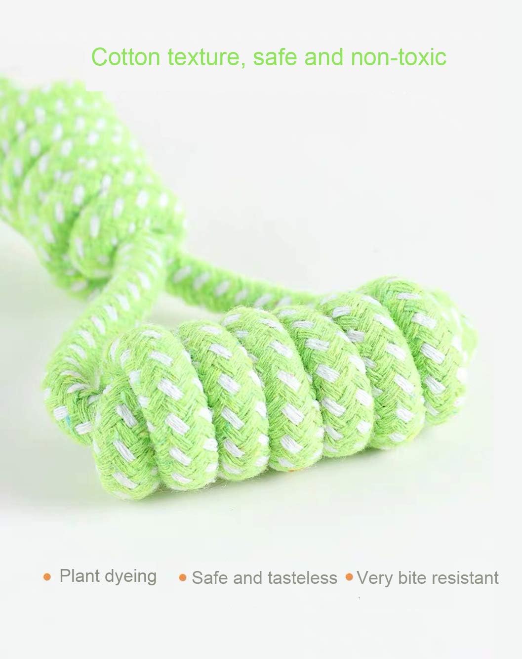 The durable knotted handle of the Sunglow cotton rope toy showcasing the grip for tug-of-war games.