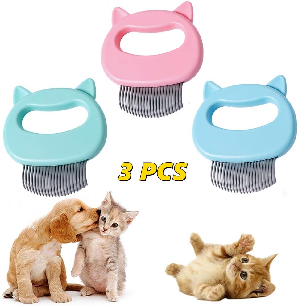 Ameliade 3-piece pet grooming shell comb set front view