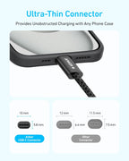 Close up view of the dirt free nano coating on the pink Anker Zolo charging cord.