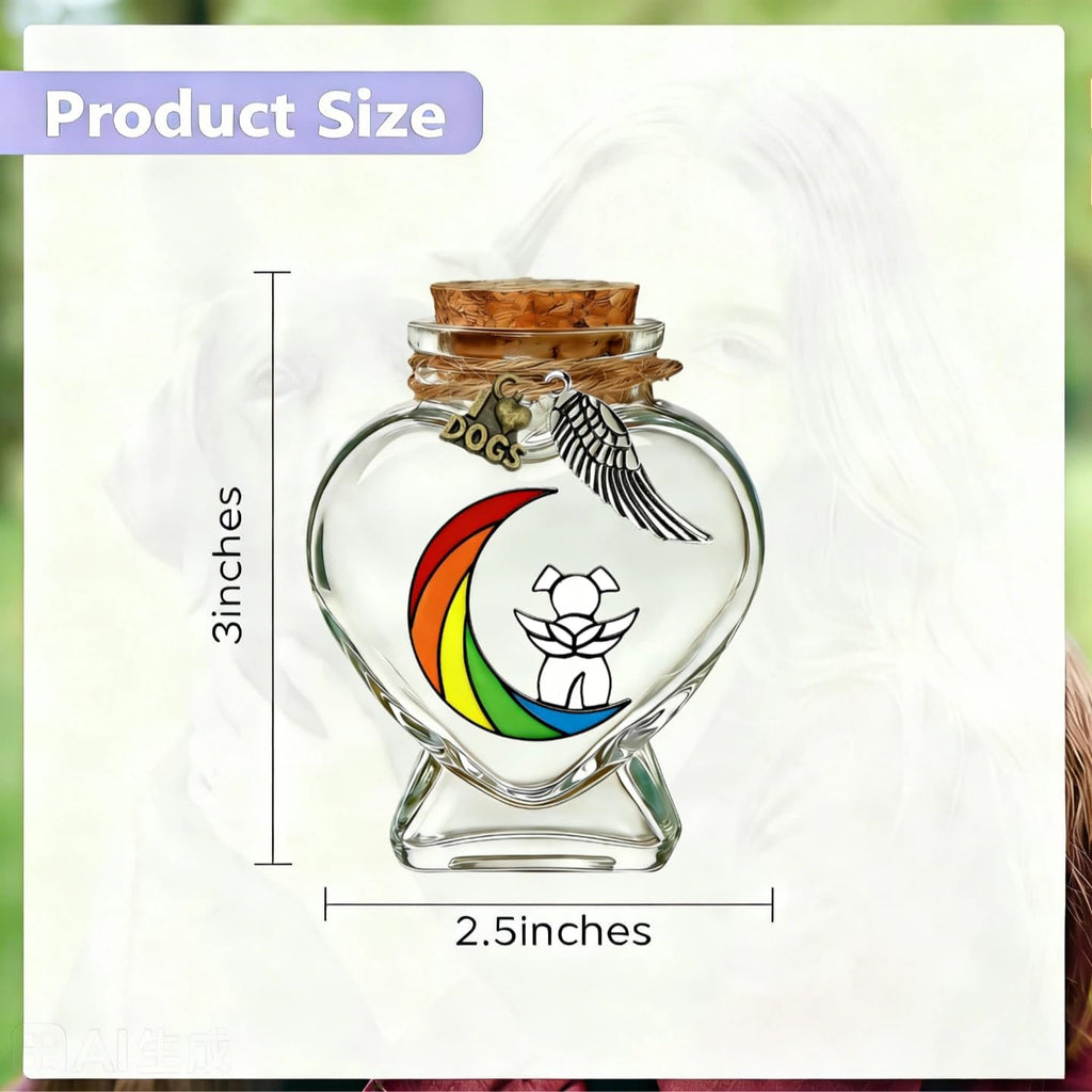 Memorial Bottle for Pet Hair, Rainbow Bridge Dog Memorial Gift, Pet Fur Memorial Fur Keepsake, Heart Shape Glass Keepsake for Dog Cat Hair(Dogs) - Image 7