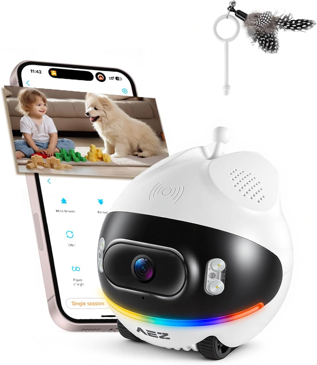 Aez robot camera on wheels with dual lens front view