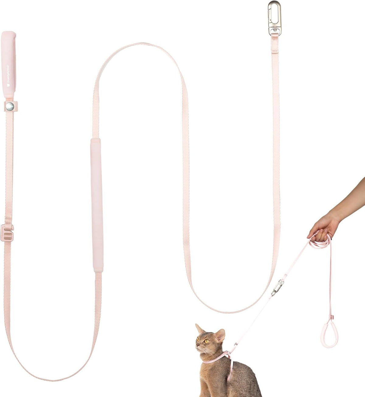 Ultra Lightweight Cat Leash Adjustable with Padded Handle, Soft Thin Nylon Cat Walking Training Waist Crossbody Leash for Kitten >4lbs Small Medium Large Cats Puppy, No Harness (Linen) - Image 14