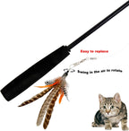 Close up of the secure metal connector loop on the cat wand replacement feather