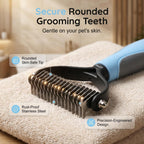 Pet grooming rake stainless steel teeth detail