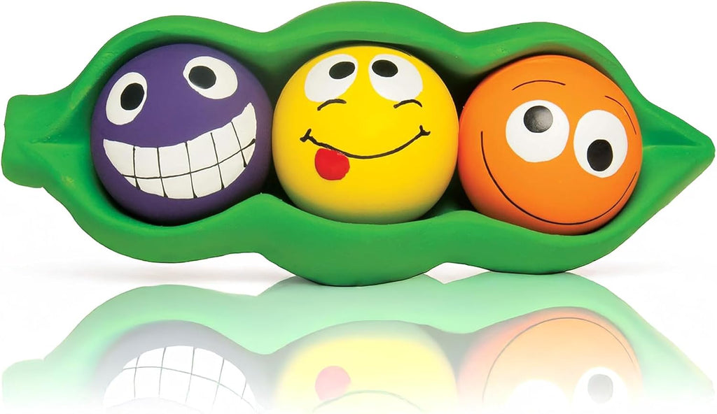 Authentic Multipet natural rubber green pea pod toy packaging details