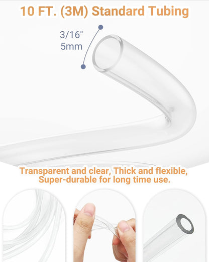 Detail view of the two clear aquarium check valves designed to prevent back siphoning into air pumps.