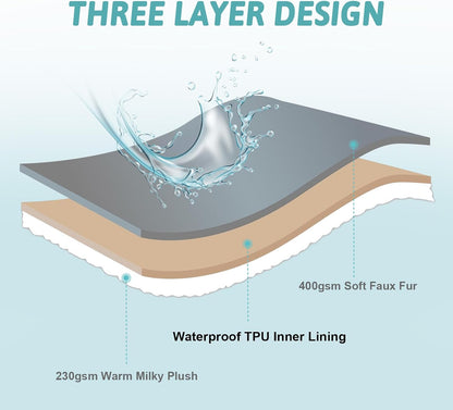 COZY KISS waterproof love blanket protects a luxury white mattress from large dog scratches and spills.