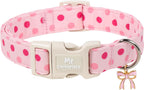 MR.CHUBBYFACE Spring Summer Pink Dog Collar, Cute Pink Floral Pattern Puppy Collar, Durable Soft Fabric Pet Collar Gift for Small Medium Large Female Dog - Image 12