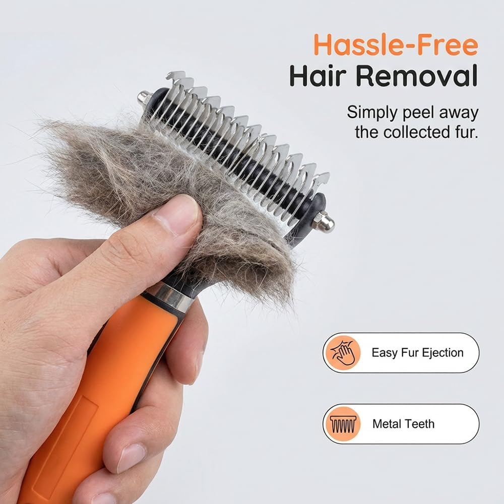 Asfanst stainless steel pet dematting brush for thick coats